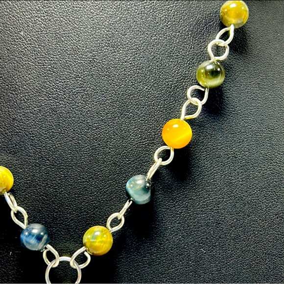 Handmade Moon & Star Pendant Necklace with Natural Tiger Eye Stones! - Picture 5 of 7